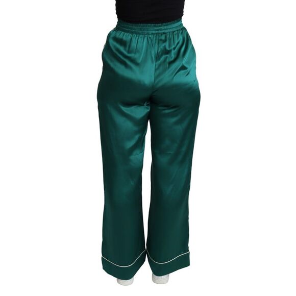 Dolce & Gabbana Dolce Gabbana Silk Satin Trousers Emerald Green Women Green - Picture 3 of 3